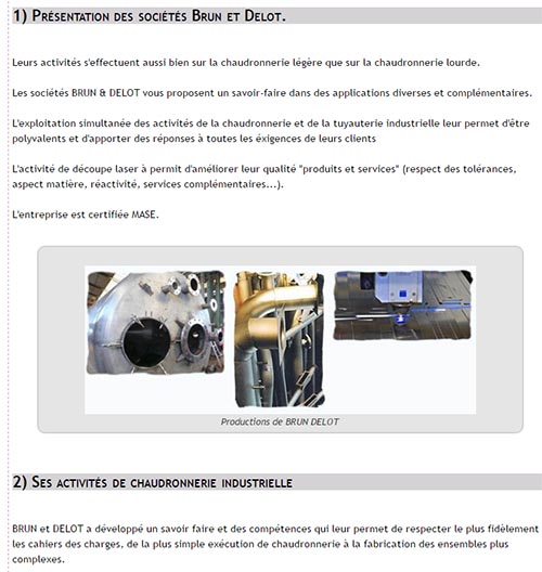 Exemple de présentation d'entreprise