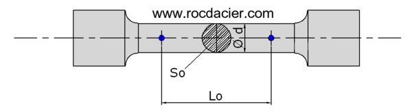 Eprouvette traction cylindrique