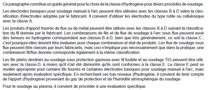 Choix des classes d'hydrogène