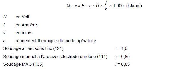 Formule de l'apport de chaleur