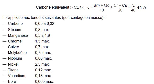 Autre formule du carbone équivalent