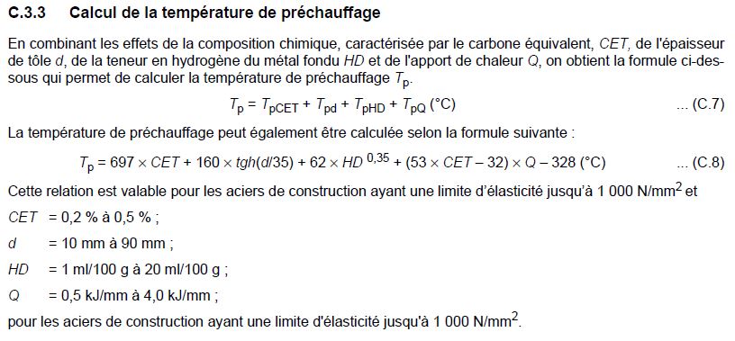 Formule temperature prechauffage