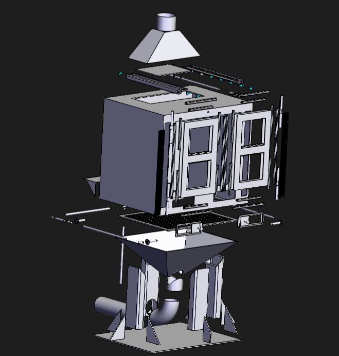 Plans format STEP poele a bois étanche vue éclatée