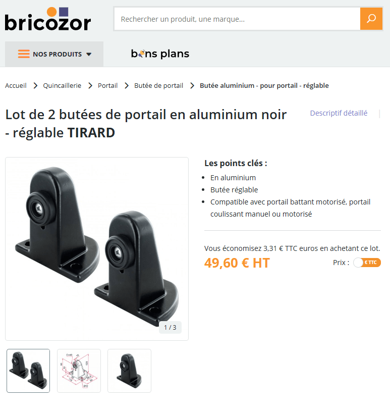 Butées de portail Bricozor